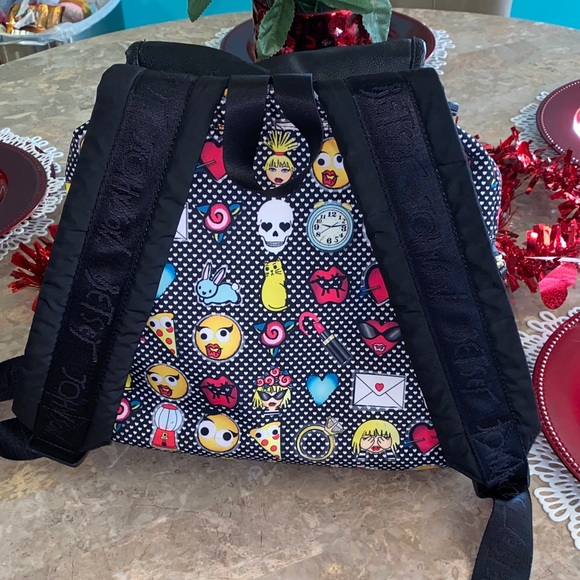 Betsey Johnson Emoji Patterned Backpack - Picture 7 of 14